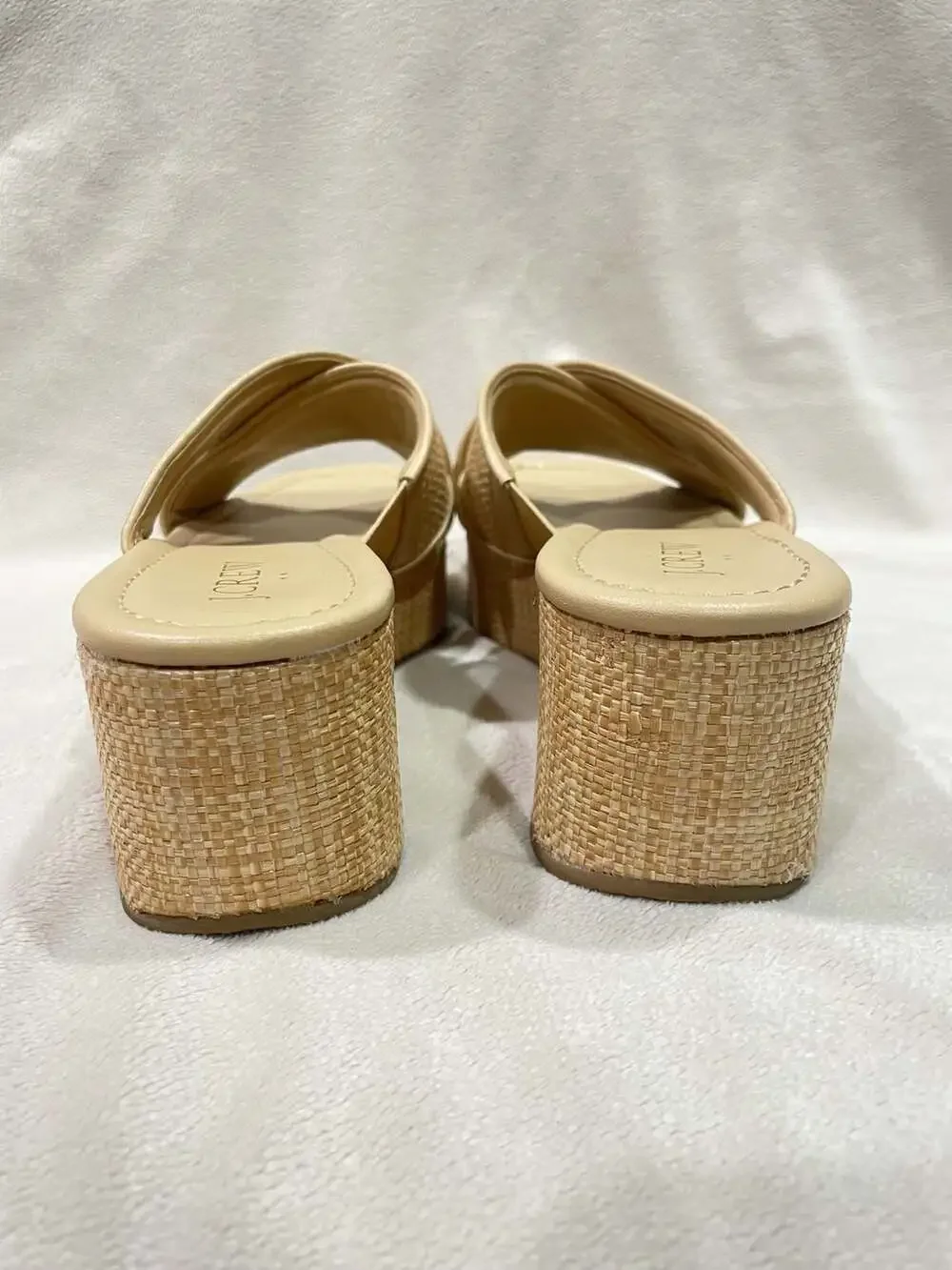 J.Crew Factory Raffia Crisscross Platform Wedge Sandals Size 8 Natural Beige